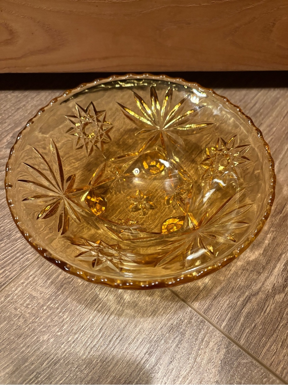 Vintage Anchor Hocking Amber Star of David 3-Legged Glass Bowl